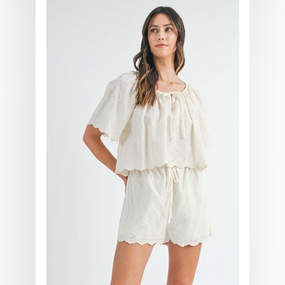 Maple Ellie Embroidered Top and Short Set